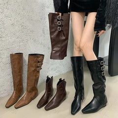 Lunivop Pointed Pleated Long Boots for Women New Autumn Trendy Designer Removable Boots Two Outfits Shoes Ladies Knee High Boots