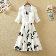 Lunivop Summer Women's 2-Piece Set Floral Print Sleeveless Midi Dress Chiffon Crop Cardigan Casual Set