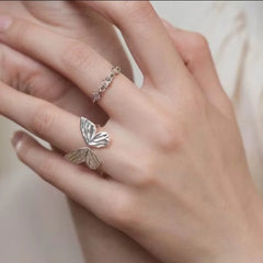 Lunivop Vintage Silver Sweet Cool Butterfly Open Rings for Women simple Trendy Ring Accessories party gift