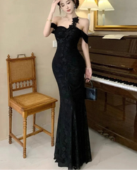 Lunivop Woman Dress Slash Neck Sexy Flowers Off Shoulder Backless Vintage Elegant Temperament Party Mermaid Dress Female Cocktail