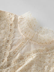 Lunivop Solid Lace Splice Dot Women's Dresses Stand Neck Long Sleeve High Waist Elegant Dress Female Autumn 2025 New