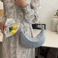 Lunivop Hot Girls Pink Underarm Bag Purse Women Retro Sweet Cool Embroidered Y2k Hobos Bags Ladies Vintage Half Moon Handbag