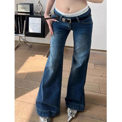 Lunivop Y2K Streetwear Low-Waisted Jeans Women Korean Fashion Slimming Denim Flares Pants Spring Summer Sexy Wide Leg Trousers