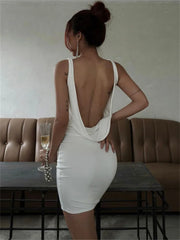 Lunivop Backless Female Sexy Mini Dress Slim High Waist Casual V-Neck Patchwork Summer 2025 New Party Dress Ladies Bodycon Dress