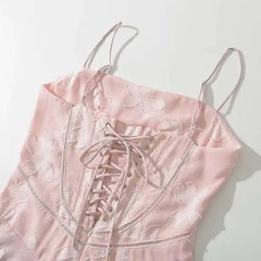 Lunivop 2025 New Women's Spaghetti Strap Dress Floral Lacing Zipper Sleeveless Elegance Spring Fishtail Long Dresses Female