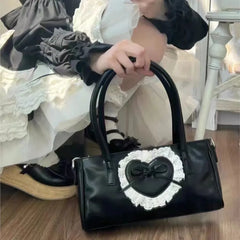 Lunivop Lolita Heart White Underarm Bag Women Harajuku Lace Leather Y2k Shoulder Bags Purse Female Fairycore Aesthetic Handbag