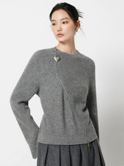 Lunivop Streetwear Gray Sweaters Women Long Sleeve Vintage O Neck Love Zipper Knitted Cardigan Casual Retro Korean Female Tops Fall