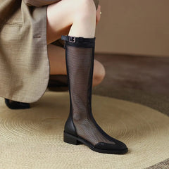 Lunivop Zapatos mujer Long Boots Mesh Breathable Summer Shoes Women Retro Sexy Hollow Botas New Trend Outdoor Dress Ladies