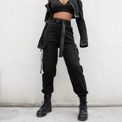 Lunivop Big Pockets Cargo Pants Women Elastic High Waist Loose Streetwear Summer Pant Baggy Tactical Trouser Hip Hop Joggers Pants
