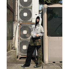 Lunivop Women's Black Gothic Splicing Y2k Cargo Jeans Baggy Harajuku Trousers Vintage 90s Jean Pants Japanese 2000s Trashy Clothes 2024