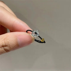 Lunivop New Trendy Simple Flower Coins Adjustable Woven Rope Ring for Women Niche Design Wealth Ring Cool Party Jewelry Gifts