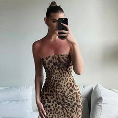 Lunivop Y2K Leopard Print Leopard Slit Women'S Dresses Bodycon Mesh Elegant Evening Prom Ladies Casual Clothing Manuifacturer