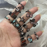 Lunivop INS Hot Zircon Gun Black Star Saturn Ring for Women men Cool Open Finger Rings y2k Jewelry Halloween