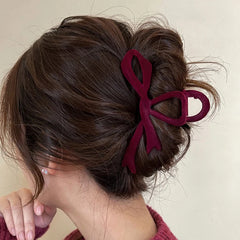 Lunivop Red Velvet Bow Hair Clips Autumn Winter Women Hair Claw Clip French Elegant Hairpin Korean Hair Accessories Female Headwear Gift