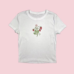 Lunivop Y2k Millennial Flower Print Short T-Shirt Baby T-Shirt Female 2000s Sexy Slim-Fit Street Style T-Shirt Top Female