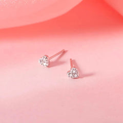 Lunivop Simple Tibetan Silver Cute Love Heart CZ Zircon Mini Small Stud Earrings Birthday Piercing Women Pendiente Plata Jewelry Gift