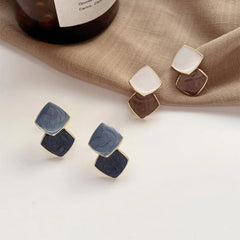 Lunivop New Fashion Simple Square Earrings for Women Vintage Silver Needle Studs Sweet Elegant Party Jewelry Gifts