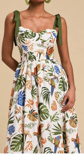 Lunivop Summer New Fashion Printed Women Clothing Spaghetti Strap Mid Length Dress Party V-Neck A-Line Sleeveless Dress
