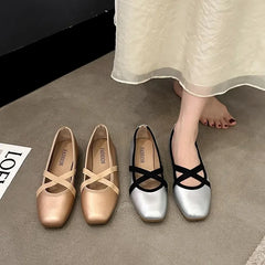 Lunivop New Women Ballet Flats Fashion Elegant Cross Strap Shoes Ladies Comfort Square Toe Street Style Soft Sole Ballerinas Shoes