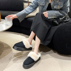 Lunivop New Fashion Fur Slippers Women Fluffy Winter House Shoes Memory Foam Fuzzy Slippers Thick Heel Plush Slipper Ladies Cotton Shoes