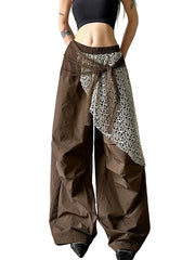 Lunivop y2k retro street pleated fake two-piece casual pants women's design sense is thin and versatile
