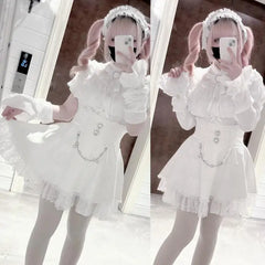 Lunivop Lolita Fairy Japanese Shirts & Blouses Kawaii Cuteore Camisa Feminina Black White Lace Tops Mujer Blusas Рубашка Mujer