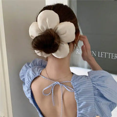 Lunivop 3D Sponge Satin Oversized Flower Exaggerated Scrunchie Headdress Fashion Korea Rubber Band Women Travel Hair Accessories