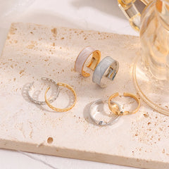 Lunivop 3Pcs/Set Trendy Simple Hollow Opening Ring for Women Exquisite Alloy Adjustable Ring Elegant Niche Design Party Jewelry Gifts