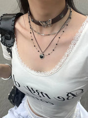 Lunivop Vintage Butterfly Cross Necklace For Women Fashion Punk PU Leather Choker Collar Chain Jewelry Cool Stuff Y2k Accessories