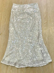 Lunivop Elegant Sequins Design Sense Skirt A-line Slim High Waist Party Fishtail Skirts For Women 2025 New Spring Clothing