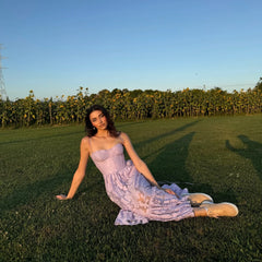 Lunivop Summer Elegant and Beautiful Dresses 2024 New Arrivals Spaghetti Strap Purple Jacquard Dress Casual Women's Clothing