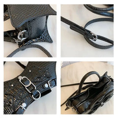 Lunivop Gothic Y2k Messenger Bag Purse Women Hot Girls Leather Handle Crossbody Bags Ladies Punk Dark Red Hand Bag Aesthetic