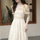 Lunivop Dress New Summer Skirt Women's French Retro Sweet Gentle Style Floral