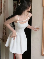 Lunivop Summer Y2K Spaghetti Strap Evening Party Dresses Solid Elegant Sleeveless Sexy A-line Short Dress One Piece Vestido Mujer