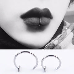Lunivop 5Pcs/set Lip Nose Rings Neutral Punk Lip-shaped Ear Nose Clip Fake Diaphragm with Perforated Lip Hoop Body Jewelry Steel Ring