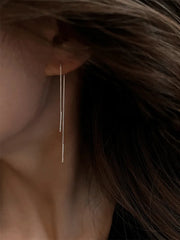 Lunivop New Trendy Simple Silvery Long Chain Tassel Earrings for Women Exquisite Earrings Sweet Elegant Party Jewelry Gifts