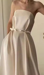 Lunivop Satin Tube Top Wedding Dress New Slim, Simple and Slim Summer Party Dresses Women Evening Formal Dress Women Elegant