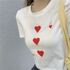 Lunivop Gothic Punk E-girl Tee poker print T-shirt 90s streetwear summer women's vintage casual O-neck basic crop top y2k Harajuku Slim