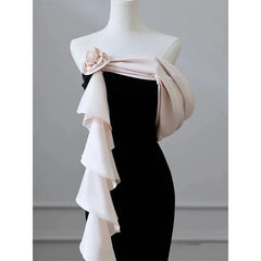 Lunivop New French High End Strapless Mermaid Dresses Luxury Constrast Color Partwork Flower Appliques Vestidos Back Cross Lace Up Gown