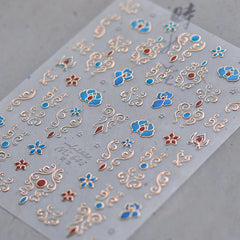 Lunivop Gold Crown Scepter Trimmed Baroque Frames Sparkling Gemstone Elegant 5D Nail Art Sticker Self Adhesive Decoration Manicure Decal
