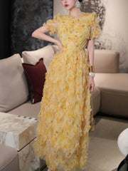 Lunivop Fashion Casual Printed Dress Women's Lotus Leaf Edge Short Sleeve Dresses 2025 Summer New Tide