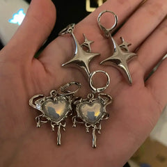 Lunivop Cool Y2K Star Drop Earrings Hot Girl Harajuku Creative Planet Pearl Crystal Stars Earings Korean Fashion for Women Punk Jewelry