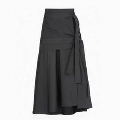 Lunivop Preppy Style Gray Long Skirts Women Japanese Style Harajuku Midi Skirt Vintage Asymmetrical Casual Aesthetic Skirts