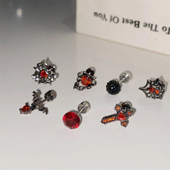 Lunivop 1 PCS New Fashion Gothic Style Zircon Crystal Ear Bone Nail 316L Medical Black Titanium Steel Earrings for Women Y2K Punk Jewelr