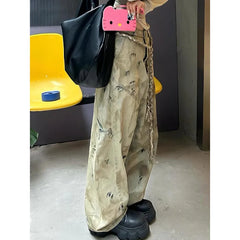 Lunivop Women's Casual Style Vintage Aesthetic Jeans Mop Loose Washed Pants Winter Y2K Wide Leg Punk Baggy Harajuku Denim Trouser