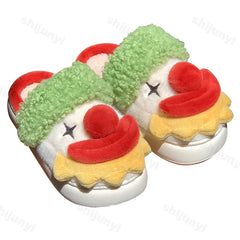 Lunivop Cute Santa Claus Cotton Slippers Women Winter Funny Warm Shoes Soft Plush Girls Indoor Home Floor Slides Ladies Plush Shoes Gift