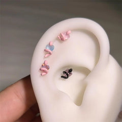 Lunivop 1Pcs Cute Heart-shaped Zircon Snake Piercing Small Earrings for Women Y2K Stainless Steel Ear Bone Nails Helix Piercing Jewelry