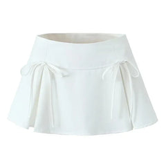 Lunivop Balletcore Mini Skirt with Bow Low Rise Boxy Pleated Short Skirt Miniskirt Summer Y2K 90s Cute Outfit