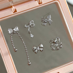 Lunivop Advanced Silver Color Bowknot 316L Stainless Steel Ear Bone Nail New Fashion Delicate Zircon Earrings for Women Y2K Punk Jewelry