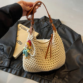 Lunivop Travel Bag Hand-Woven Large-Capacity Straw Bag Women's New Beach Shoulder Bag Summer Tote Bag Seaside Play Travel Work Clothing to Work to School